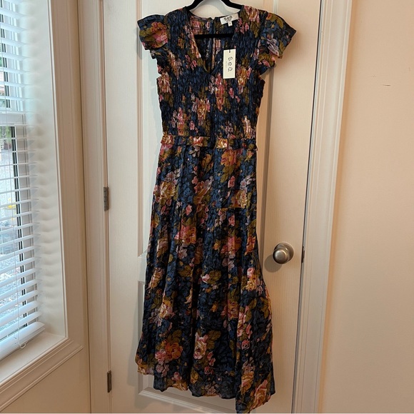 NWT Sea NY Ines Floral Navy Smock Midi Dress size 4 BRAND NEW - Picture 6 of 17